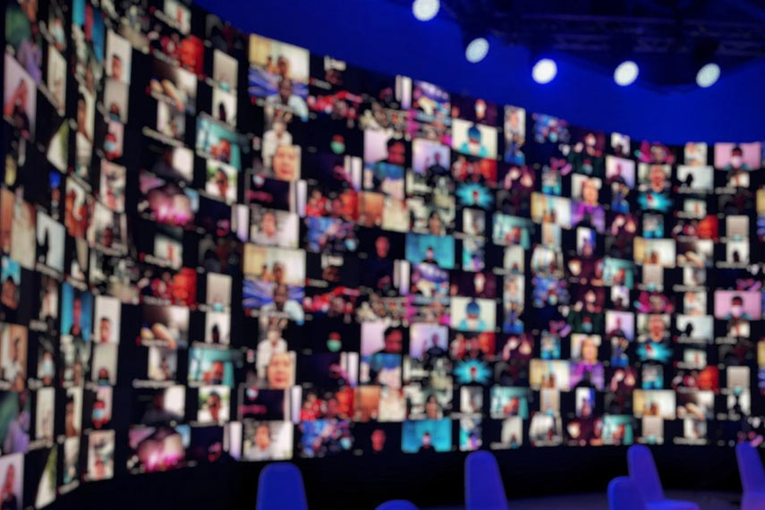 Screen wall to shift from virtual to hybrid or in person events